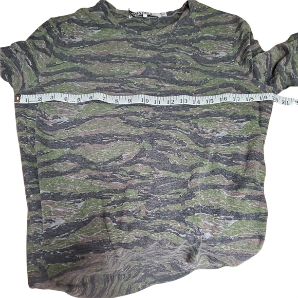 Pam & Gela Zip Camo Print Mini Dress Long Sleeve Green Ruched Distressed L - Picture 10 of 13